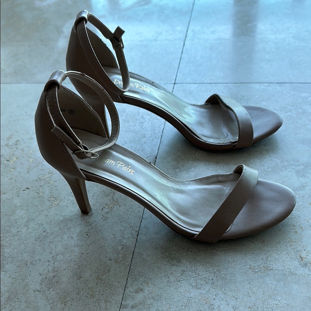 Dream Pairs Tan Heels with Strappy Design and Stiletto Heel